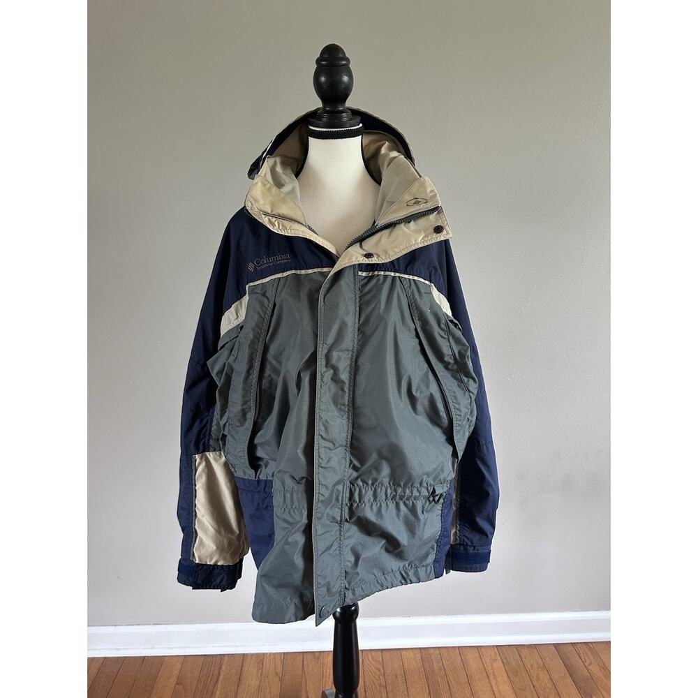 Columbia Windbreaker Men’s Medium. Zipper, Buttons, Neutral, Outdoors, Mountains